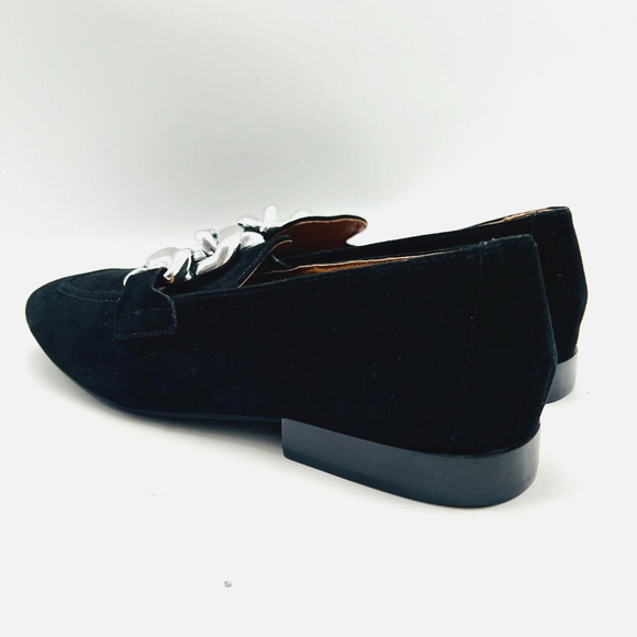 Donald Pliner Shoes Womens 7.5 Black Suede Loafer Chain Casual Chunky Bristol - Picture 6 of 12